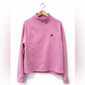 Champion Pink Mock Neck Sweatshirt Size L Boxy Athletic Pullover